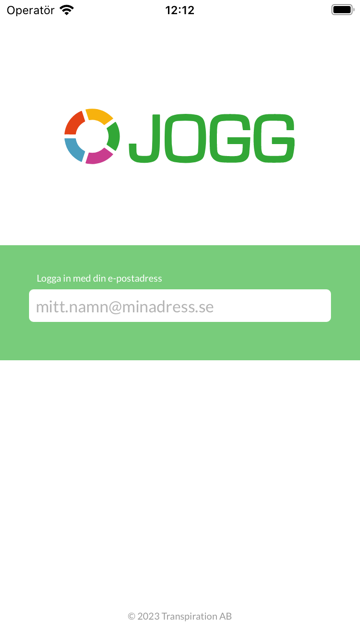 screenshot of the JOGG app